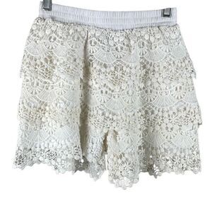 Olsenboye Boho Tiered Crocheted Lace Shorts XS